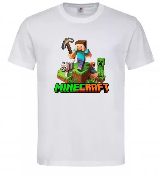 Чоловіча футболка Майнкрафт з киркою Білий фото