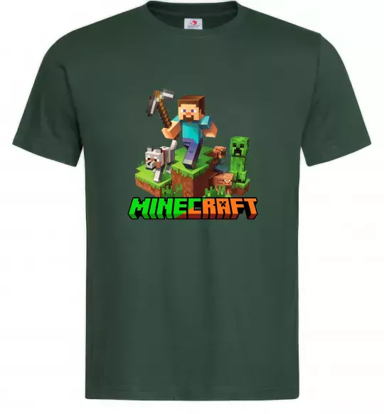 Чоловіча футболка Майнкрафт з киркою Темно-зелений фото