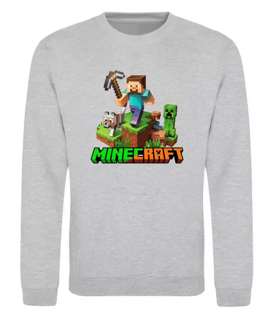 Свитшот Майнкрафт з киркою Серый меланж фото