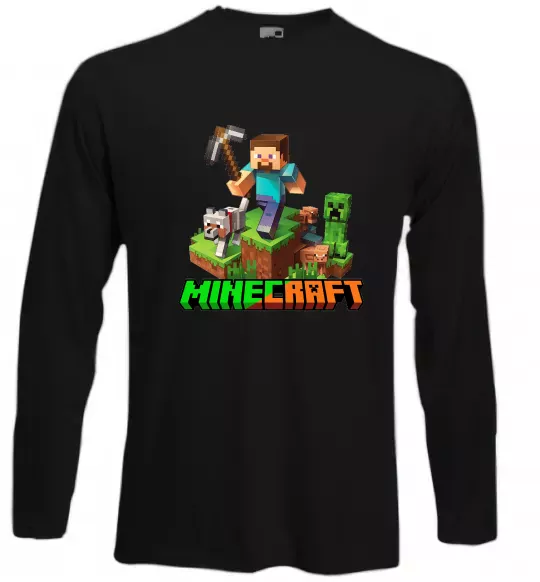 Лонгслів Майнкрафт з киркою Чорний фото