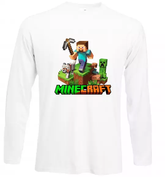 Лонгслів Майнкрафт з киркою Білий фото