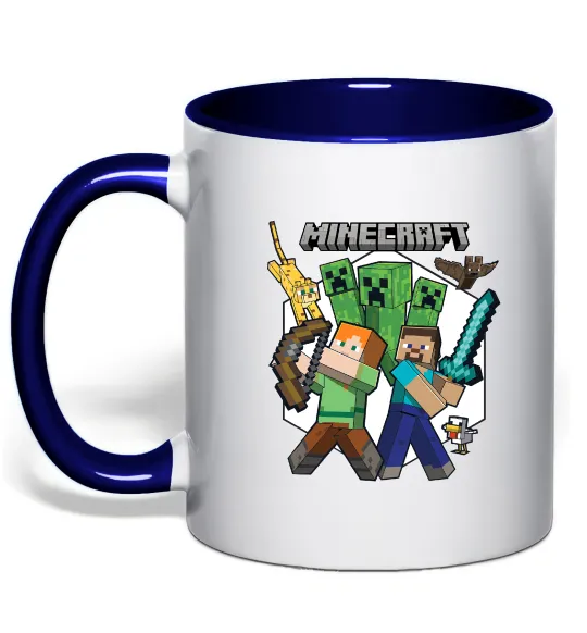 Чашка с цветной ручкой Майнкрафт зброя Глубокий темно-синий фото