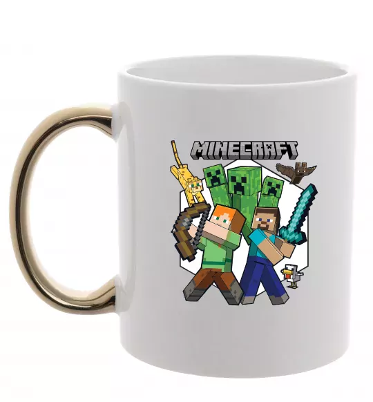 Чашка с цветной ручкой Майнкрафт зброя Золото фото