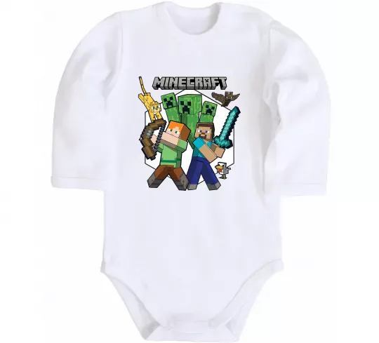 Дитячий бодік Майнкрафт зброя Білий фото