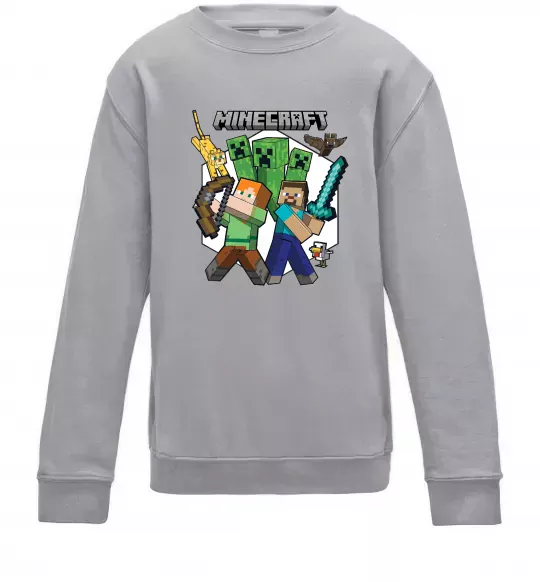 Детский Свитшот Майнкрафт зброя Серый меланж фото