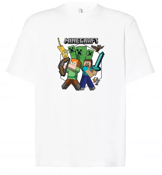 Футболка Оверсайз Майнкрафт зброя Білий фото
