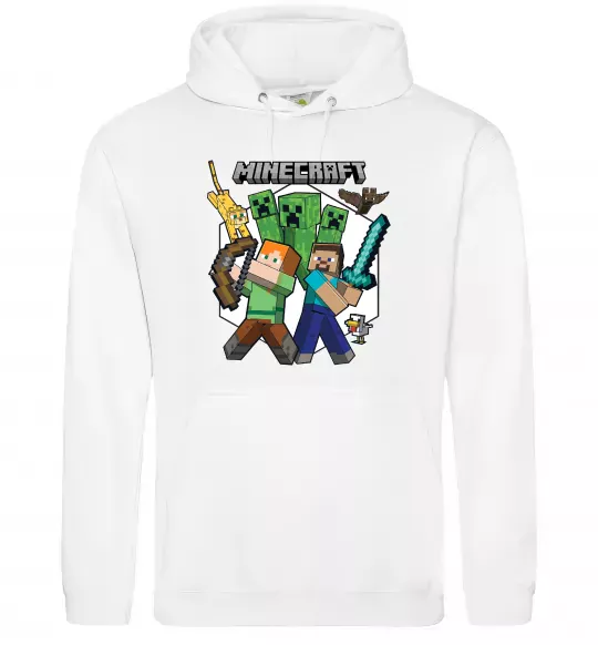 Мужская толстовка (худи) Майнкрафт зброя Белый фото