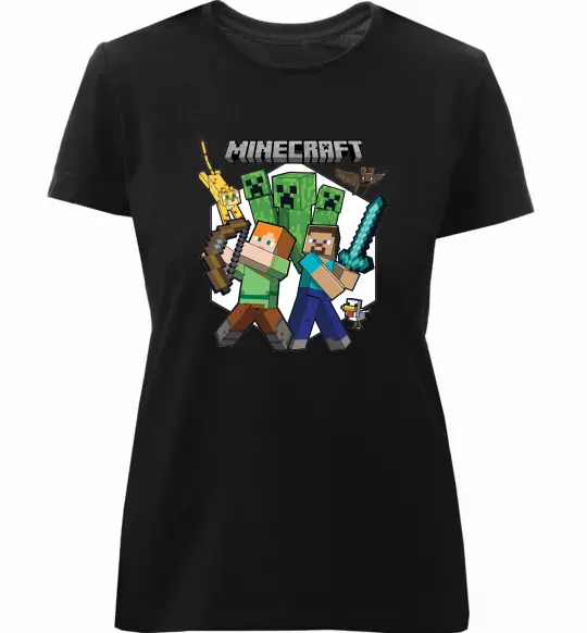Жіноча преміум футболка Майнкрафт зброя Чорний фото