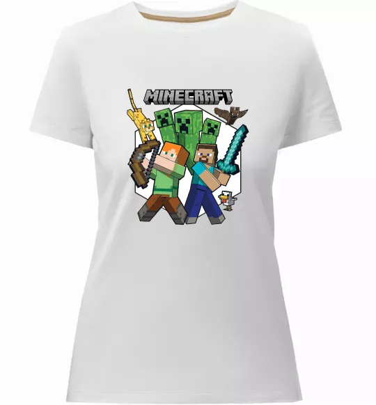 Жіноча преміум футболка Майнкрафт зброя Білий фото