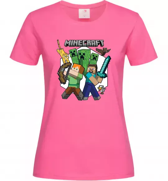 Жіноча футболка Майнкрафт зброя Яскраво-рожевий фото