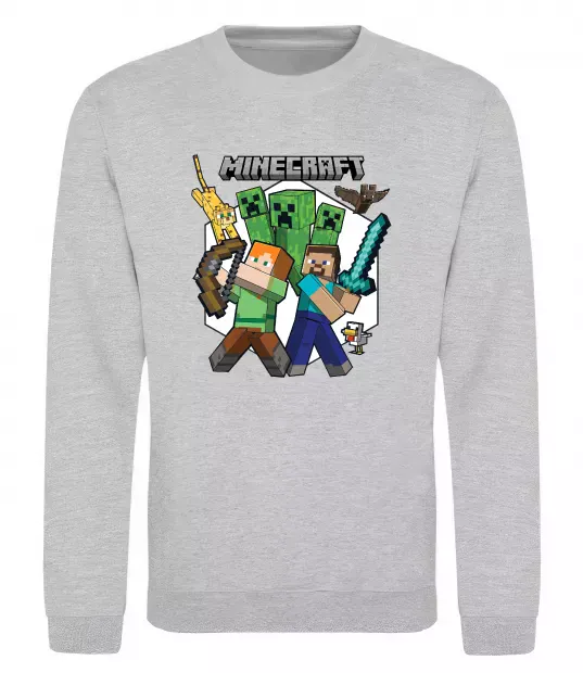 Свитшот Майнкрафт зброя Серый меланж фото
