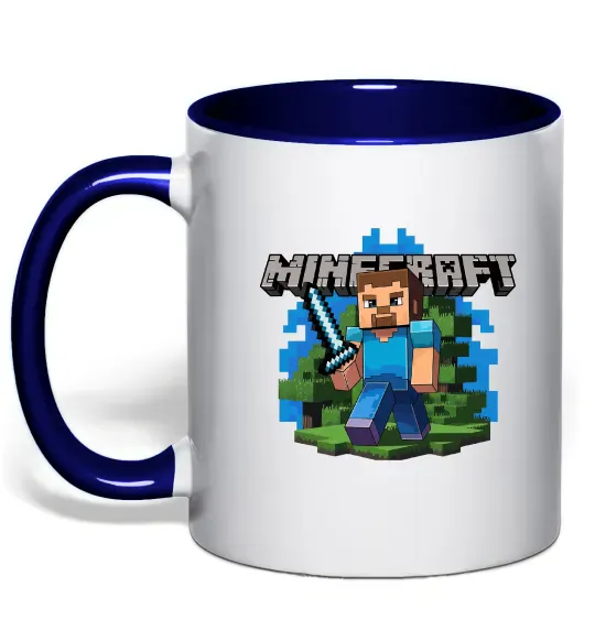 Чашка с цветной ручкой Minecraft Steve Глубокий темно-синий фото
