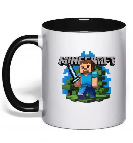 Чашка с цветной ручкой Minecraft Steve Черный фото