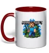 Чашка с цветной ручкой Minecraft Steve Красный фото