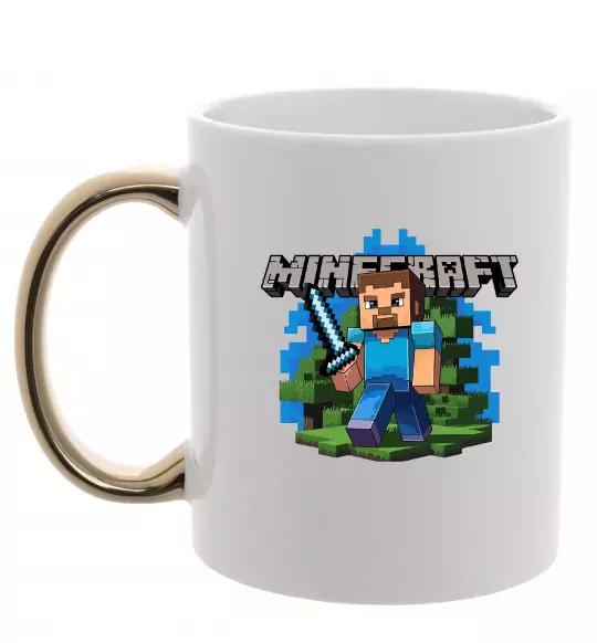 Чашка с цветной ручкой Minecraft Steve Золото фото