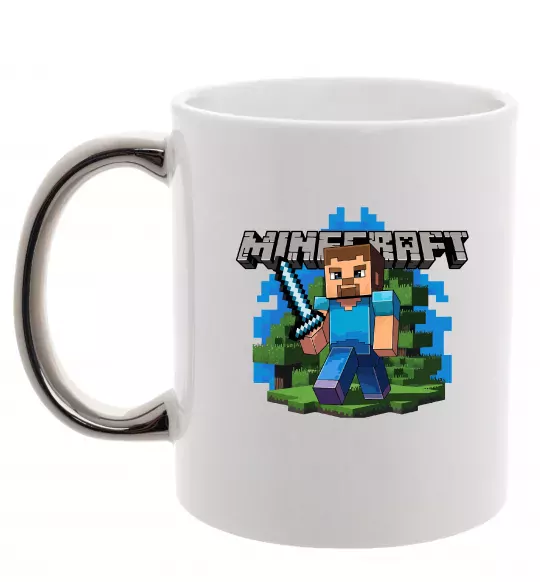 Чашка с цветной ручкой Minecraft Steve Серебро фото