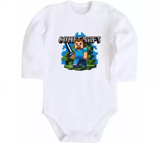 Детский боди Minecraft Steve Белый фото