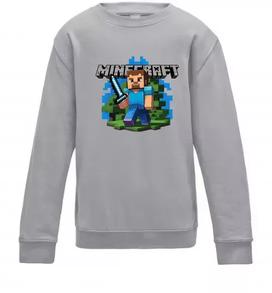 Детский Свитшот Minecraft Steve Серый меланж фото