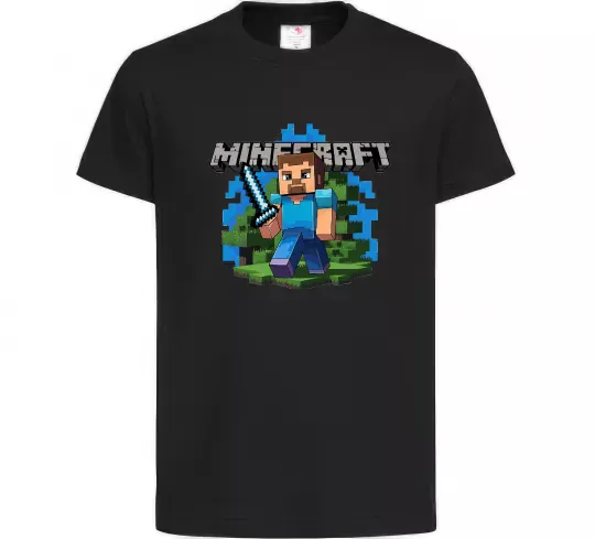 Дитяча футболка Minecraft Steve Чорний фото