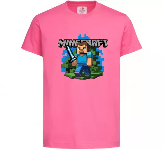 Дитяча футболка Minecraft Steve Яскраво-рожевий фото