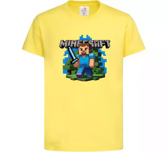 Дитяча футболка Minecraft Steve Лимонний фото