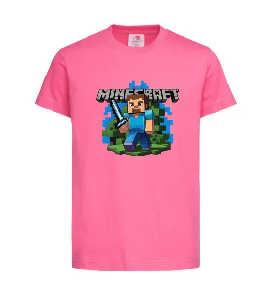 Детская футболка Minecraft Steve Ярко-розовый фото
