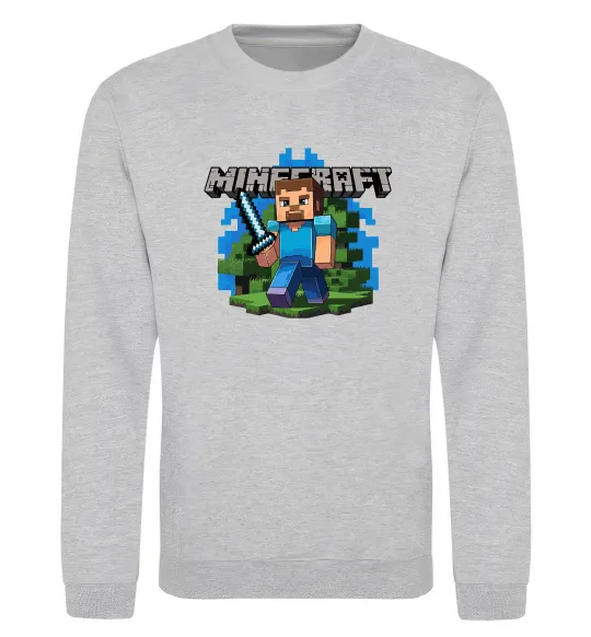 Світшот Minecraft Steve Сірий меланж фото
