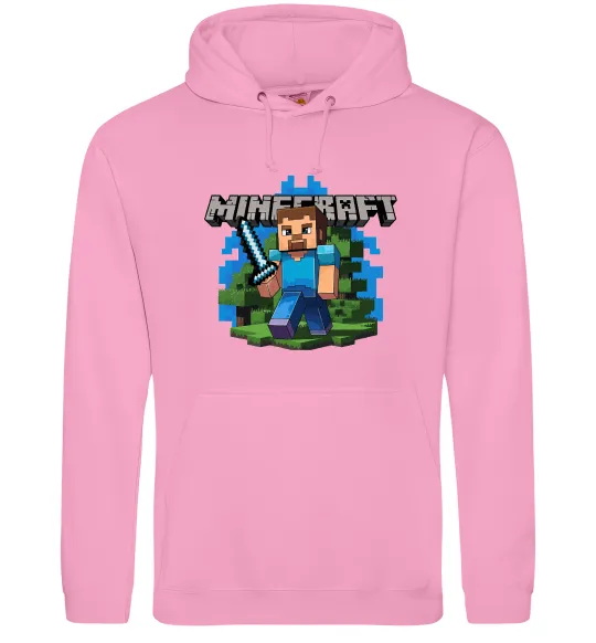 Мужская толстовка (худи) Minecraft Steve Розовый фото