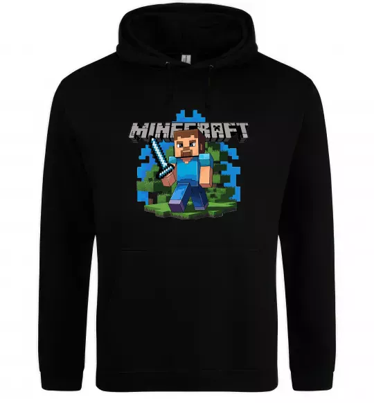 Мужская толстовка (худи) Minecraft Steve Черный фото