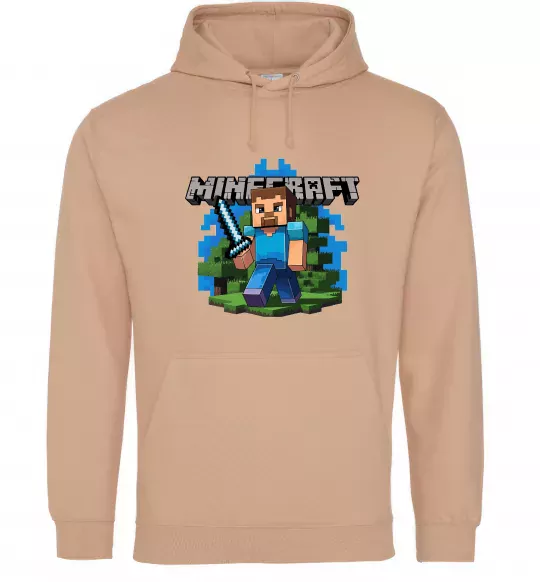 Мужская толстовка (худи) Minecraft Steve Песочный фото