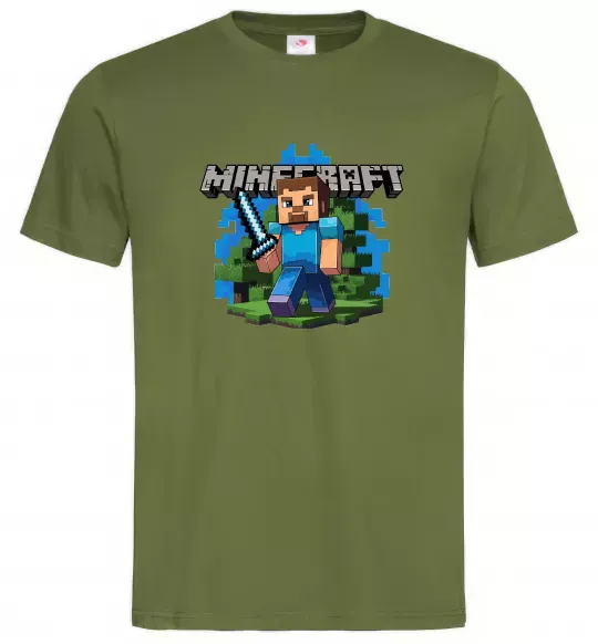 Мужская футболка Minecraft Steve Оливковый фото