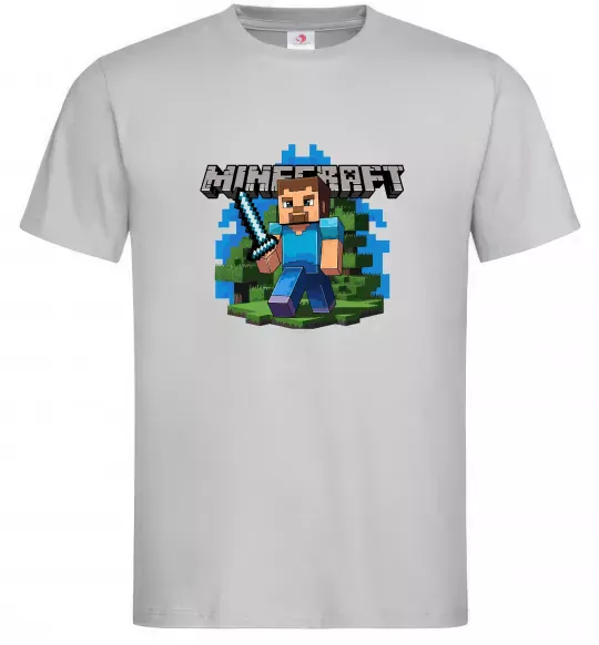 Мужская футболка Minecraft Steve Серый фото