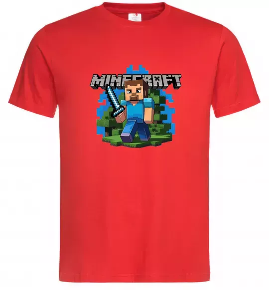 Мужская футболка Minecraft Steve Красный фото