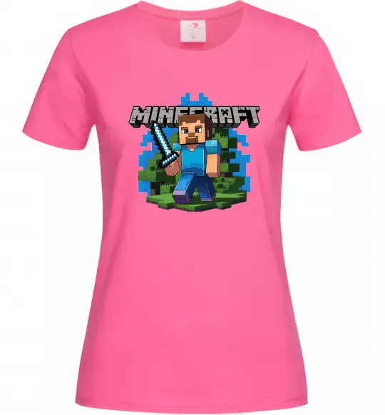Женская футболка Minecraft Steve Ярко-розовый фото