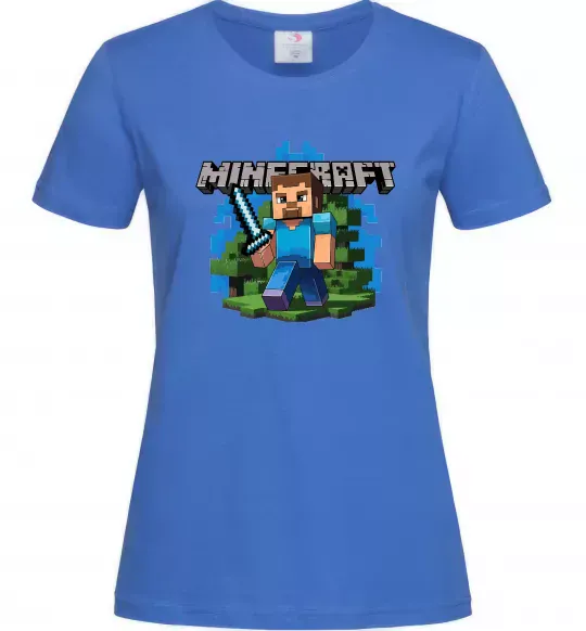 Женская футболка Minecraft Steve Ярко-синий фото