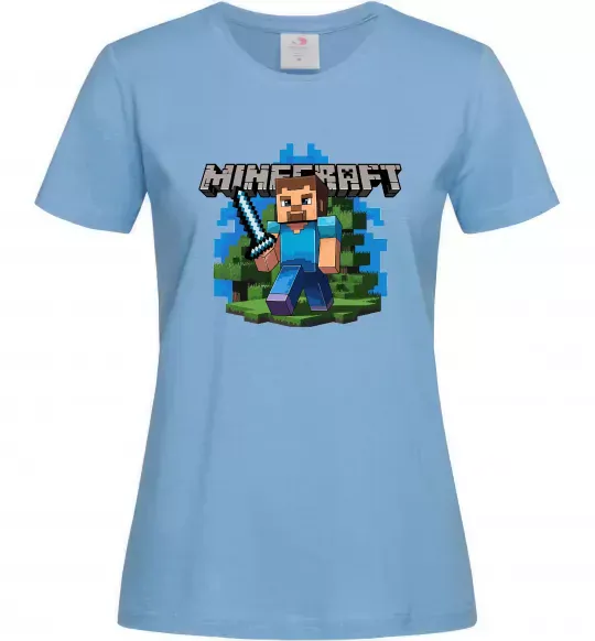 Женская футболка Minecraft Steve Голубой фото