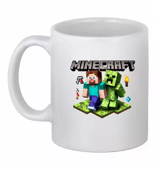 Чашка керамическая Minecraft Steve Creeper Белый фото