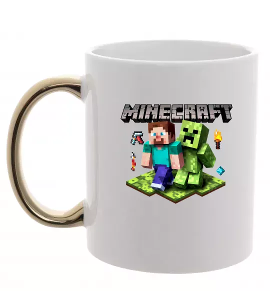 Чашка с цветной ручкой Minecraft Steve Creeper Золото фото