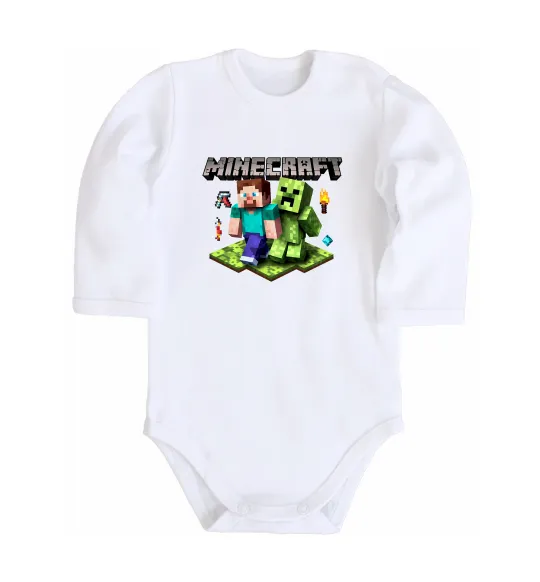Дитячий бодік Minecraft Steve Creeper Білий фото