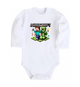 Дитячий бодік Minecraft Steve Creeper Білий фото