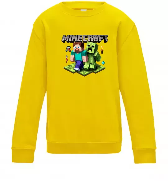Детский Свитшот Minecraft Steve Creeper Солнечно желтый фото