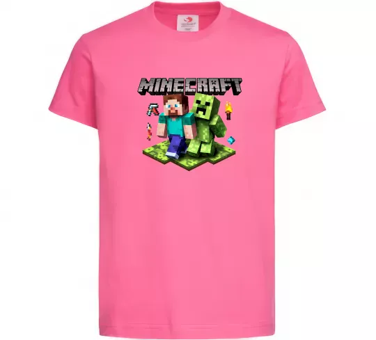Дитяча футболка Minecraft Steve Creeper Яскраво-рожевий фото