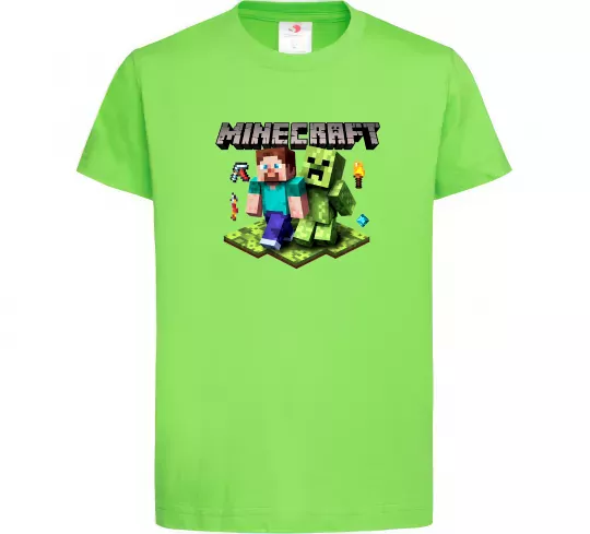Дитяча футболка Minecraft Steve Creeper Лаймовий фото