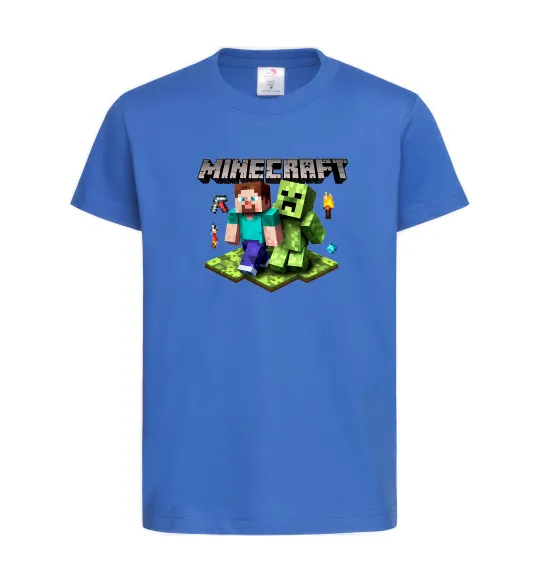 Дитяча футболка Minecraft Steve Creeper Яскраво-синій фото