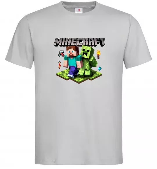 Мужская футболка Minecraft Steve Creeper Серый фото