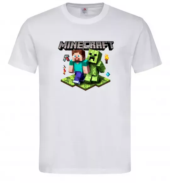Мужская футболка Minecraft Steve Creeper Белый фото