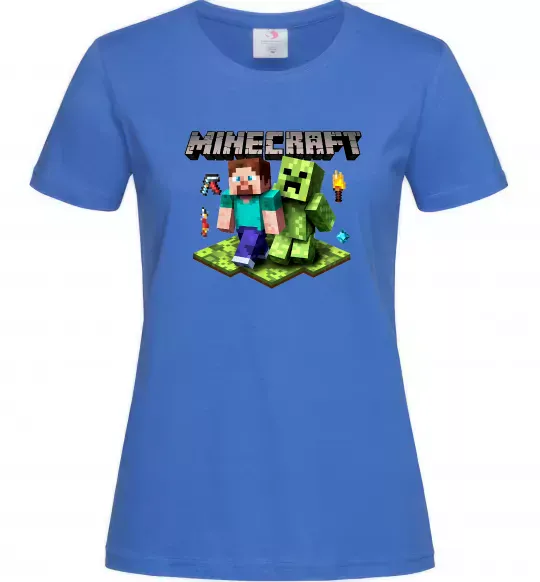 Женская футболка Minecraft Steve Creeper Ярко-синий фото