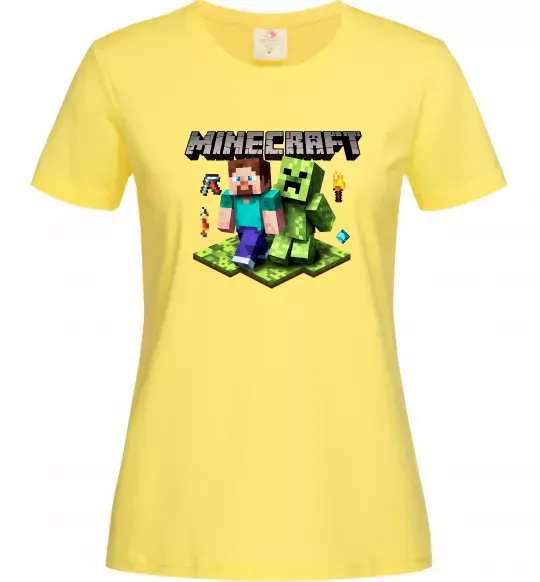 Женская футболка Minecraft Steve Creeper Лимонный фото