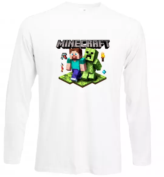 Лонгслив Minecraft Steve Creeper Белый фото