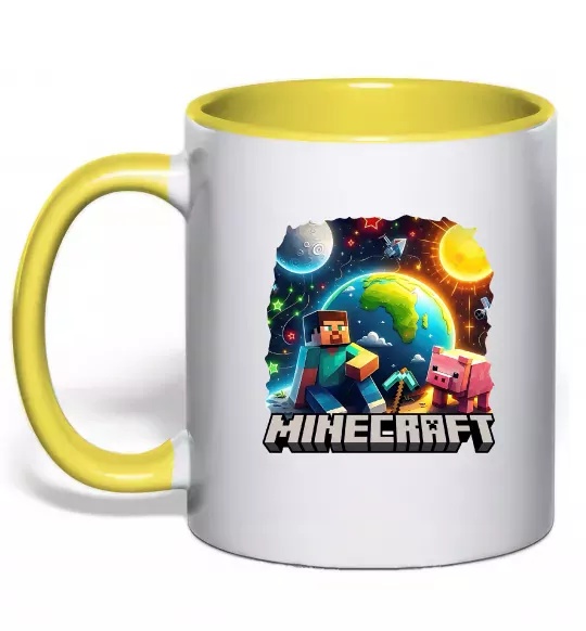Чашка с цветной ручкой Minecraft space Солнечно желтый фото